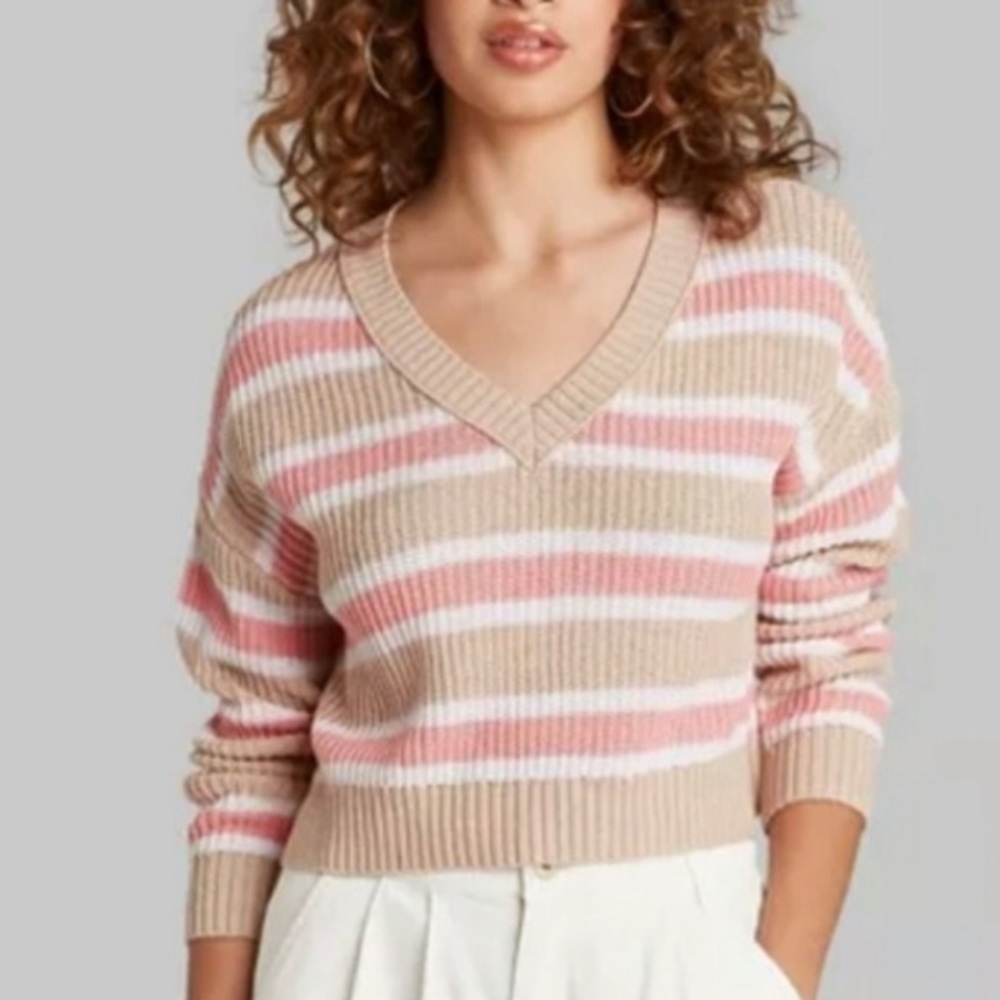 Wild Fable Striped Cropped Sweater